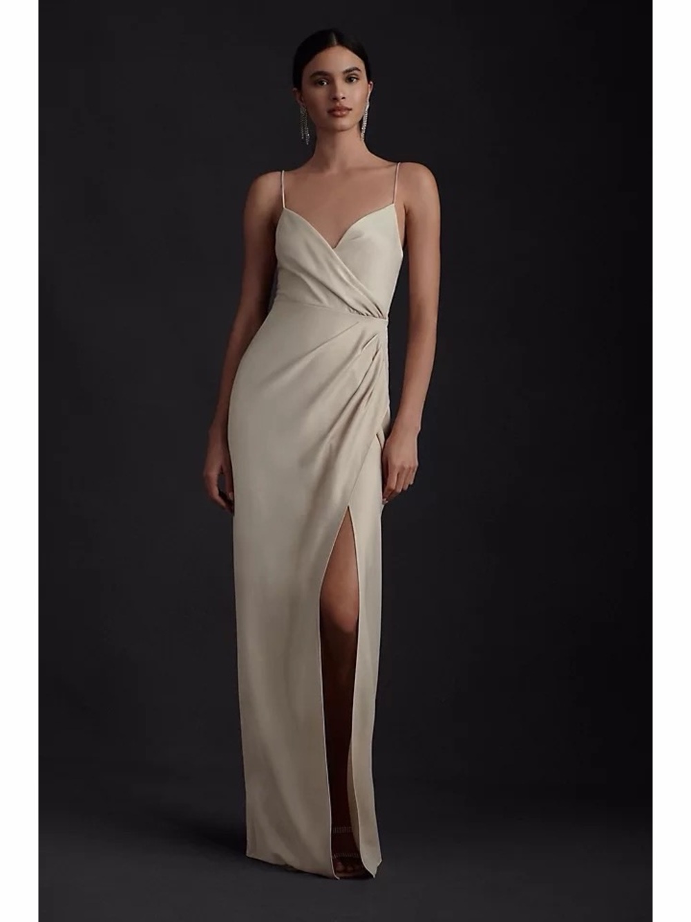 BHLDN Freya Satin Charmeuse Dress Anthropologie Bridesmaid Champagne Size 4